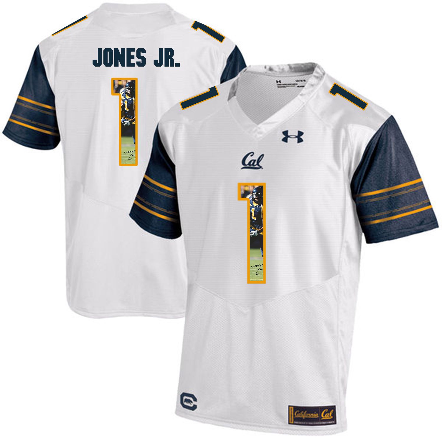 Men California Golden Bears 1 Marvin Jones Jr. White Customized NCAA Jerseys1